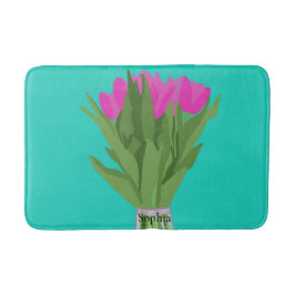Söt Tulip Flower Modern Illustration + Namn Badrumsmatta