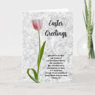 Söt Tulip Vintage Stil Faith Påsk-kort Tack Kort