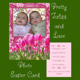 Söt Tulips och Elegant Snöre Photo Påsk Card Julkort