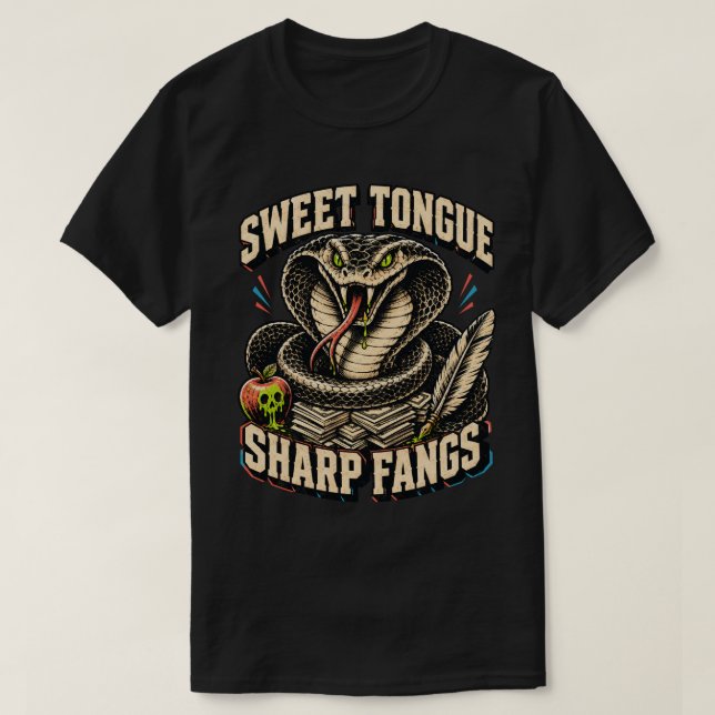 Söt Tunga Vassa Tänder Kobra T-Shirt (Design framsida)