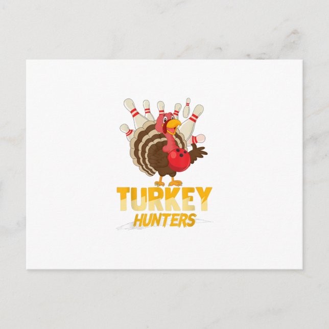 Söt Turkietjägare Rolig bowling  Thanksgiving Inbjudan Vykort (Framsida)