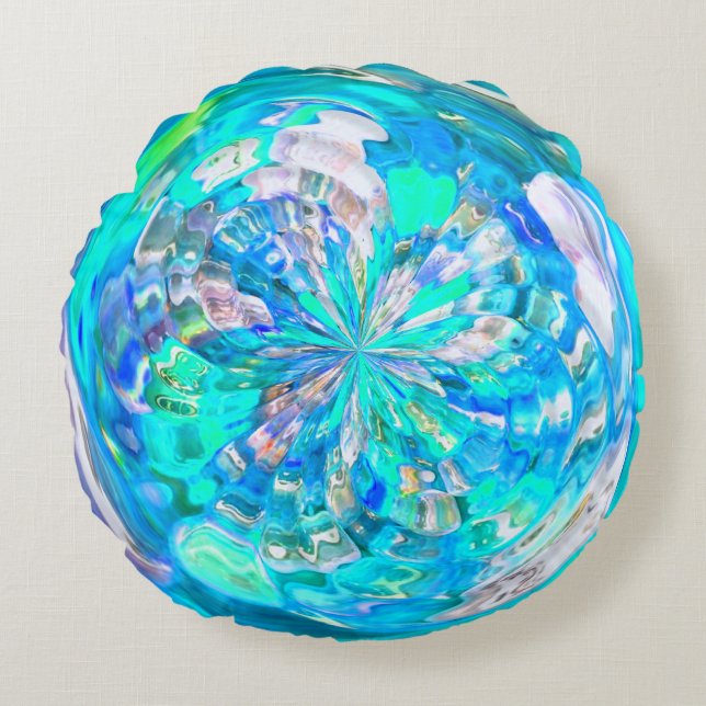 Söt Turkos Blue Glass Effect Circle Rund Kudde (Framsidan)