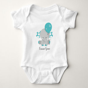 Söt turkos elefantbaba flicka monogram tutu t-shirt