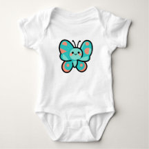 Söt turkos fjäril Kawaii konst babykläder