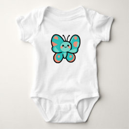 Söt turkos fjäril Kawaii konst babykläder T Shirt