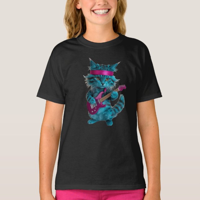 Söt turkos katt barn t-shirt (Framsida)