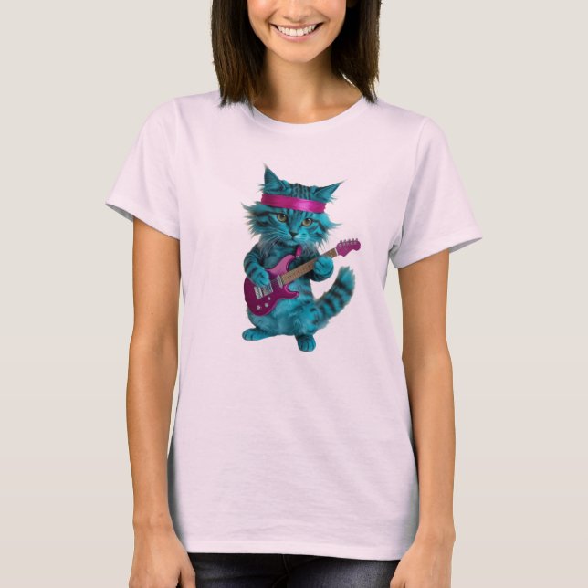 Söt turkos katt t-shirt (Framsida)