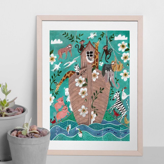 Söt turkosblå Noaks ark för barn Poster (Skapare uppladdad)