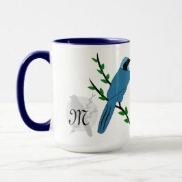 Söt Turkvoise Jay Bird Monogram Mugg