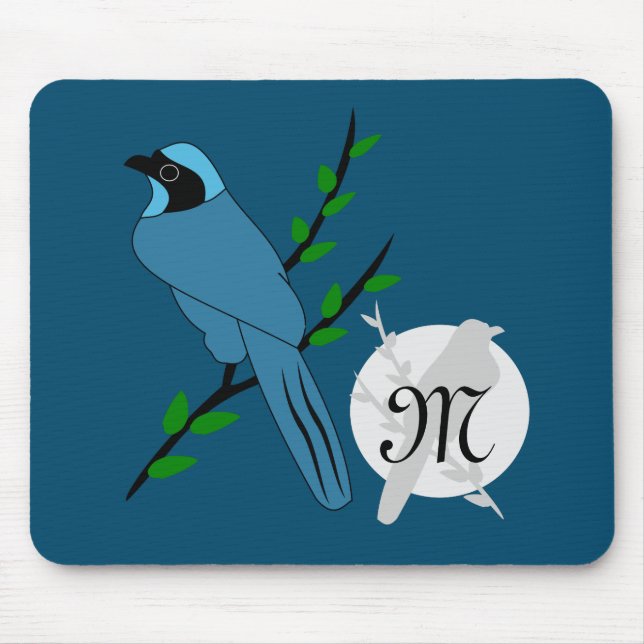 Söt Turkvoise Jay Bird Monogram Musmatta (Framsidan)