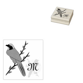 Söt Turkvoise Jay Bird Monogram Stämpel
