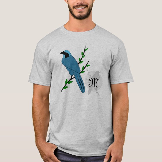 Söt Turkvoise Jay Bird Monogram T Shirt (Framsida)