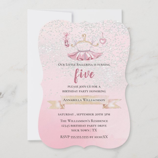 Söt Tutu &  balett skor födelsedagsfest Invitation Inbjudningar (Framsida)