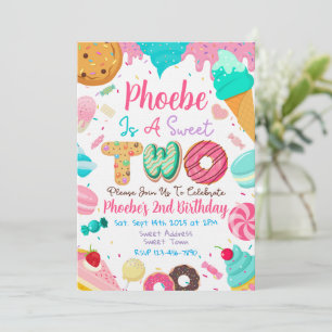 Söt två sekundars födelsedagsfest inbjudan