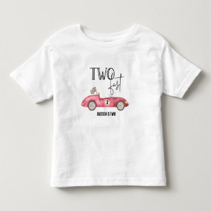 Söt TVÅ Snabb Röd Racerbils 2-års födelsedag T Shirt
