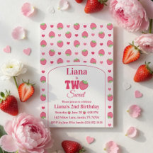 Söt Två Söt Rosa Jordgubbs Tjej 2-årsdag