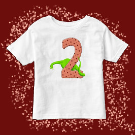 Söt tvåårig långhalsad grön dinosaurie födelsedag tee shirt