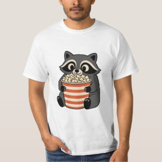 Söt Tvättbjörn som äter Popcorn Filmkväll T-Shirt