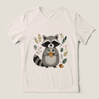 Söt tvättbjörn som håller ekollon t shirt