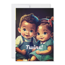 Söt tvilling bebisfest inbjudan