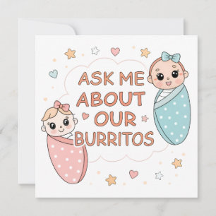 Söt tvillingbabyburrito-annonsillustration