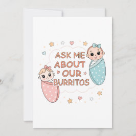 Söt tvillingbabyburrito-kunngörandetextning meddelande
