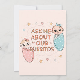 Söt tvillingbabyburrito-kunngörelseillustration julkort