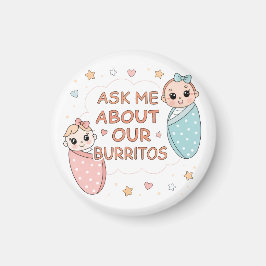 Söt tvillingbebis Burrito-meddelandeillustration Magnet
