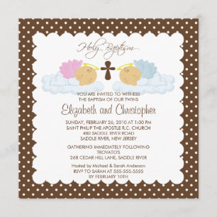 Söt twillingar flicka & heligt dop Inviation för Inbjudningar