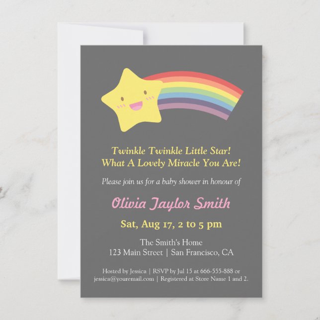 Söt Twinkle Twinkle Little Star Baby Shower Inbjudningar (Framsida)