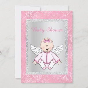 SÖT TWO TONE ANGEL BABY SHOWER INBJUDAN
