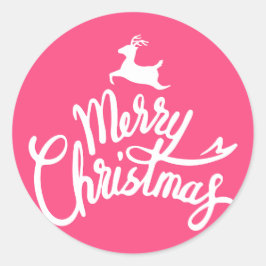 söt typografisk gåva från rosa färg god jul runt klistermärke