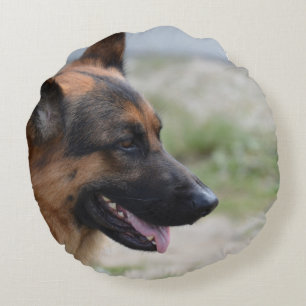Söt tysk herdehund rund kudde