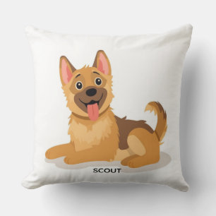Söt tysk herdehund valp illustration dekorativ kudde