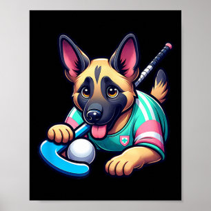 Söt tysk schäferfieldhockey-valpmaskot poster