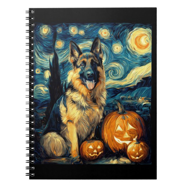 Söt tysk schäferhund Halloween Jack O Lantern  Anteckningsbok (Framsidan)