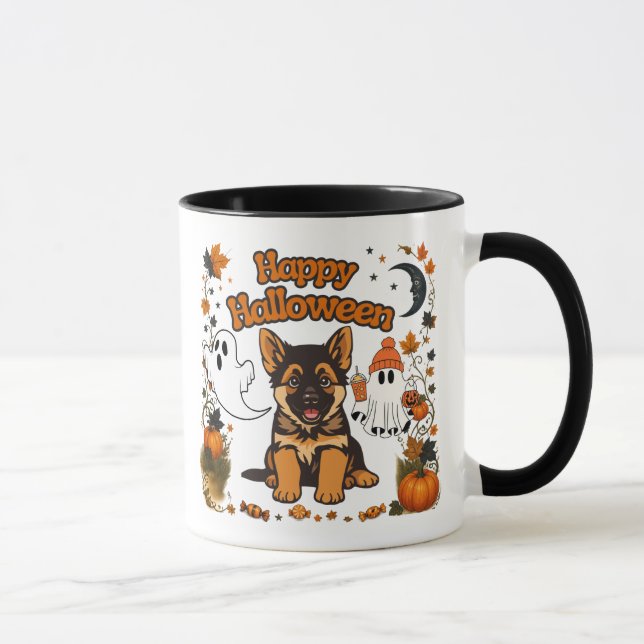 Söt tysk schäferhund Halloween-mugg Mugg (Höger)
