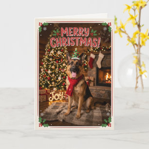 Söt tysk schäferhund jul hundälskare kort