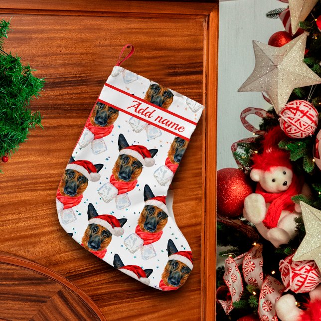 Söt tysk schäferhund julmönster liten julstrumpa (Skapare uppladdad)