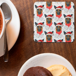 Söt tysk schäferhund julmönster underlägg papper kvadrat