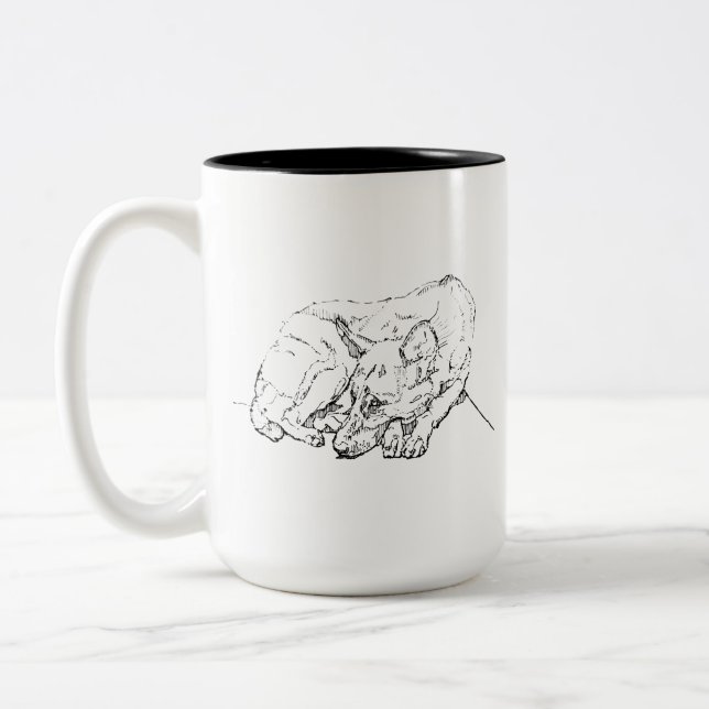 Söt tysk schäferpersonlig kaffe Två-Tonad mugg (Vänster)