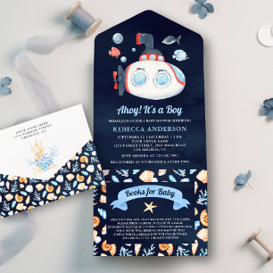 Söt ubåt nautisk marinblå baby shower