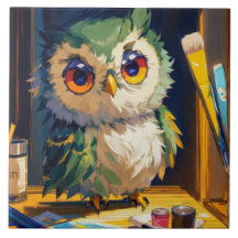 Söt uggla akryl- och palettknivstråk