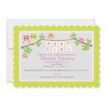 Söt uggla-flickduschinbjudan