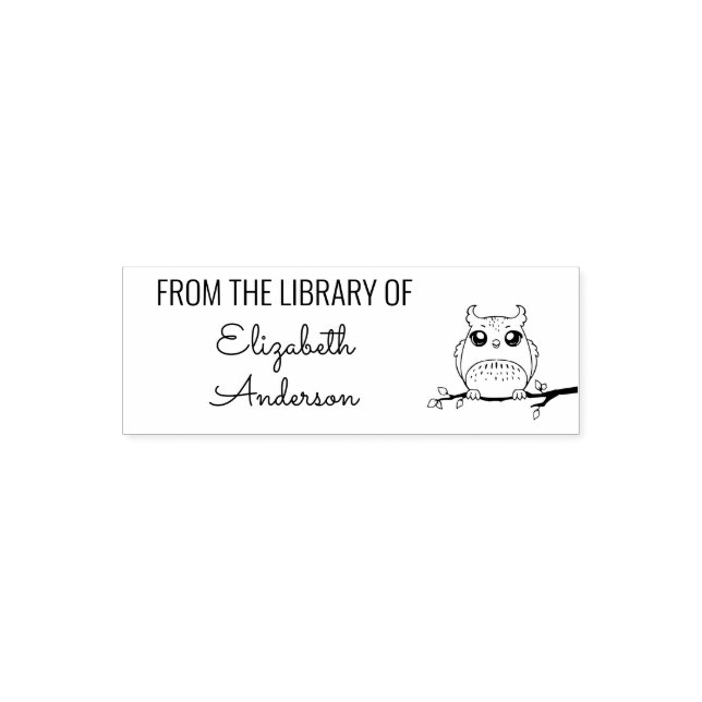 Söt uggla från bibliotek hos Custom Namn Självfärgande Stämpel (Design)