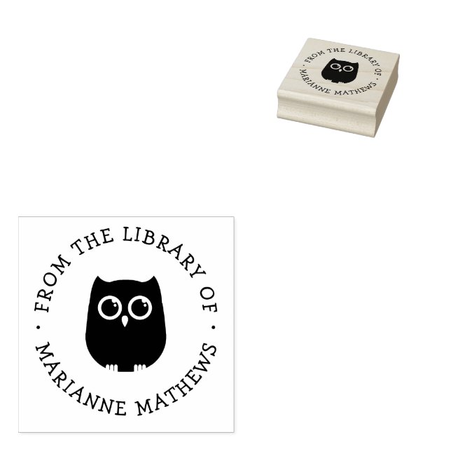 Söt uggla från Biblioteket av  Lägg till namn Stämpel (Stämplad)