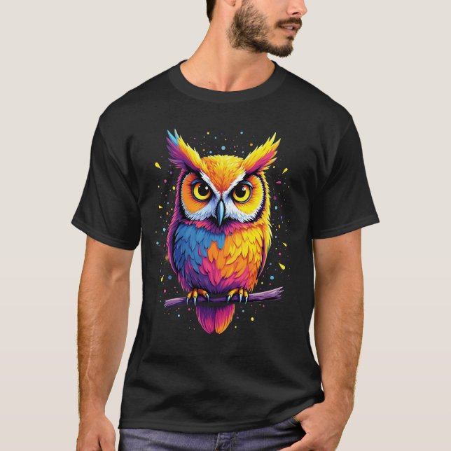 Söt uggla konst Uggla Nattaktivt Fågelälskare T Shirt (Framsida)