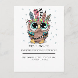 söt uggla med fäderns flytta vykort