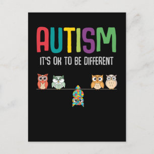 Söt Ugglas Autism Medvetenhet Pussel Autistiskt Ba Vykort