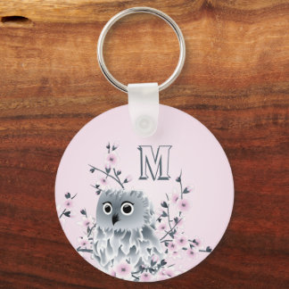 Söt Ugglas Rosa Tjej Monogram Nyckelring